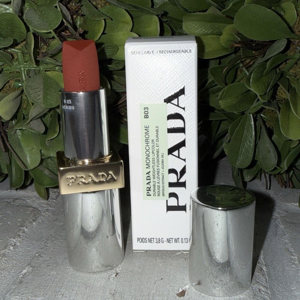 PRADA Monochrome Hyper Matte Refillable Lipstick Stick Mahogany B03 0.13oz